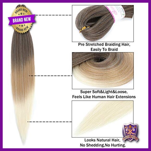 30 Inch Prestretched Synthetic Braiding Hair Bundles, 8 Packs, Yaki Straight main image 5
